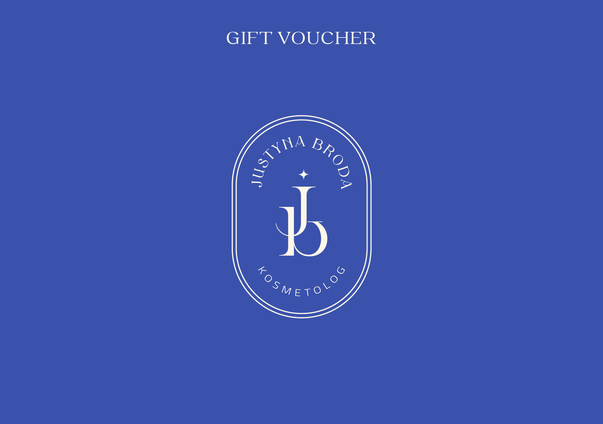 Granatowy voucher podarunkowy Justyny Brody