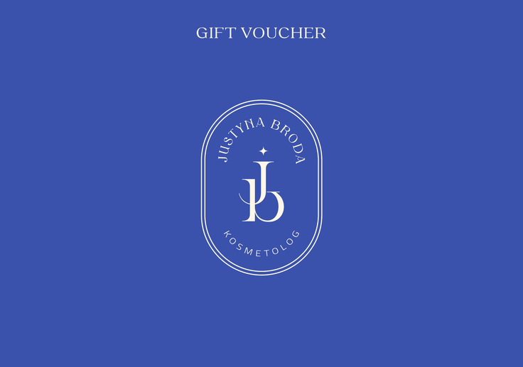 Granatowy voucher podarunkowy Justyny Brody